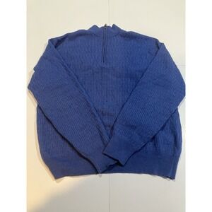 Peter Millar 1/4 Zip Pullover Sweater 100% Merino Wool Men's Large Blue